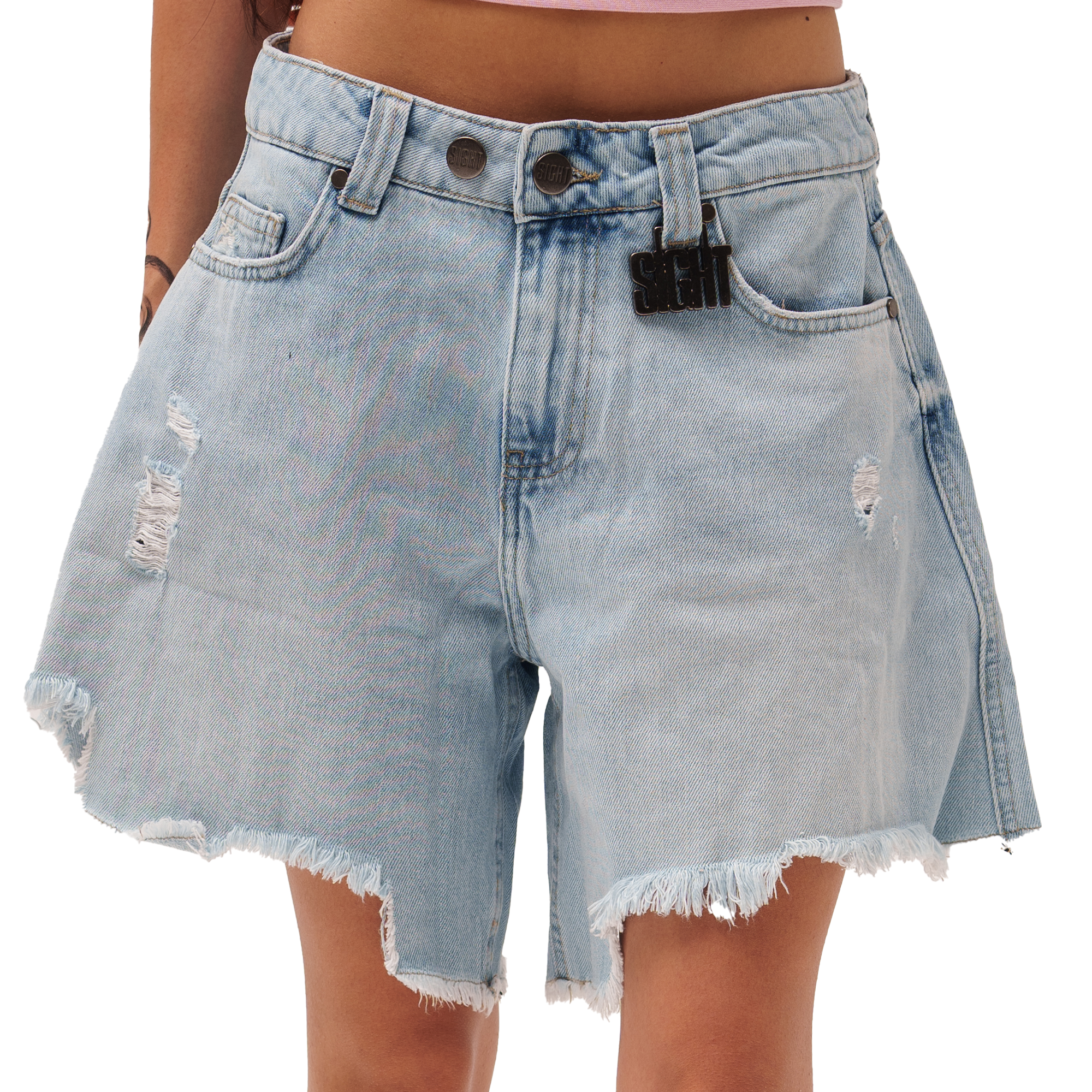 Light Blue Denim Women Shorts