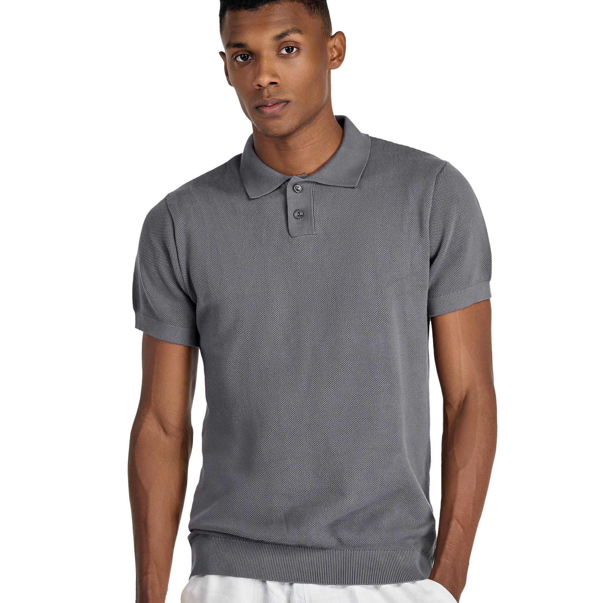Knitted Grey Polo