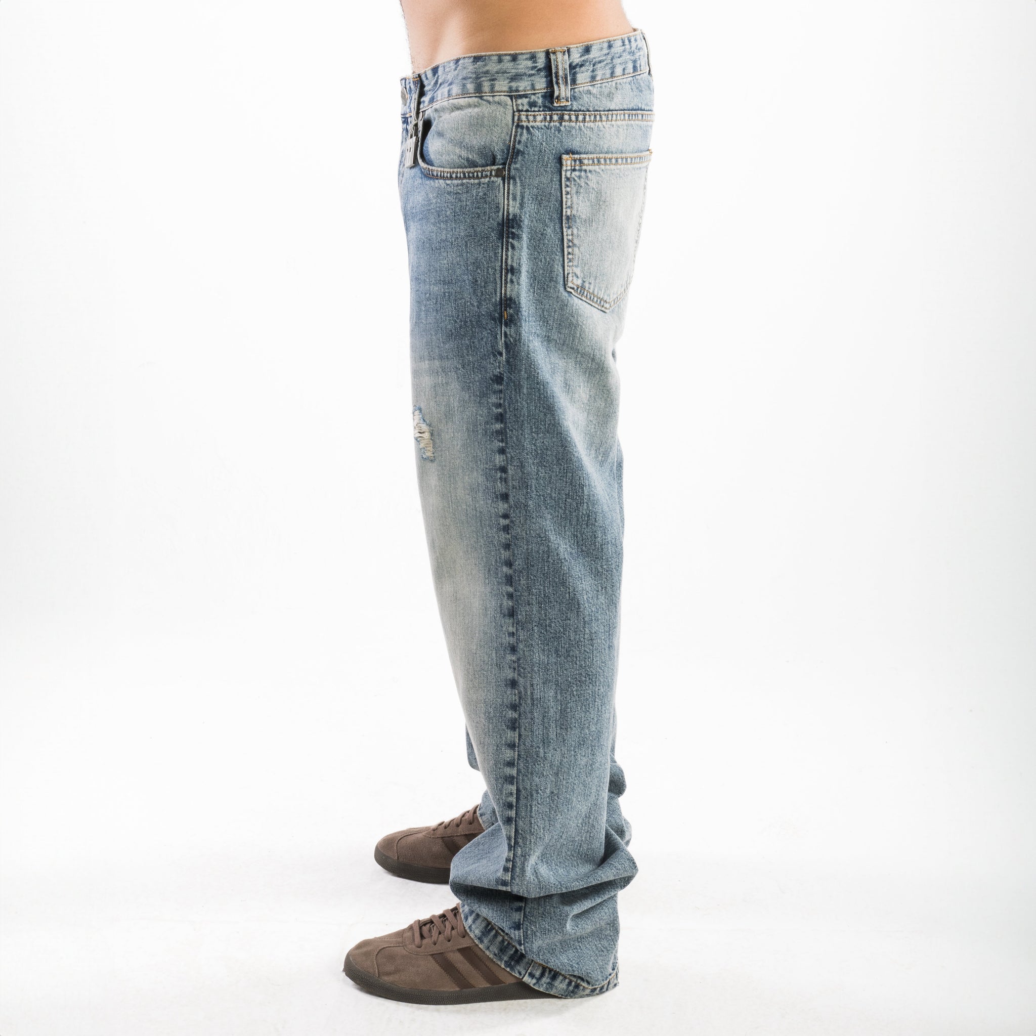 Straight "Light Blue Distressed" Men Jeans