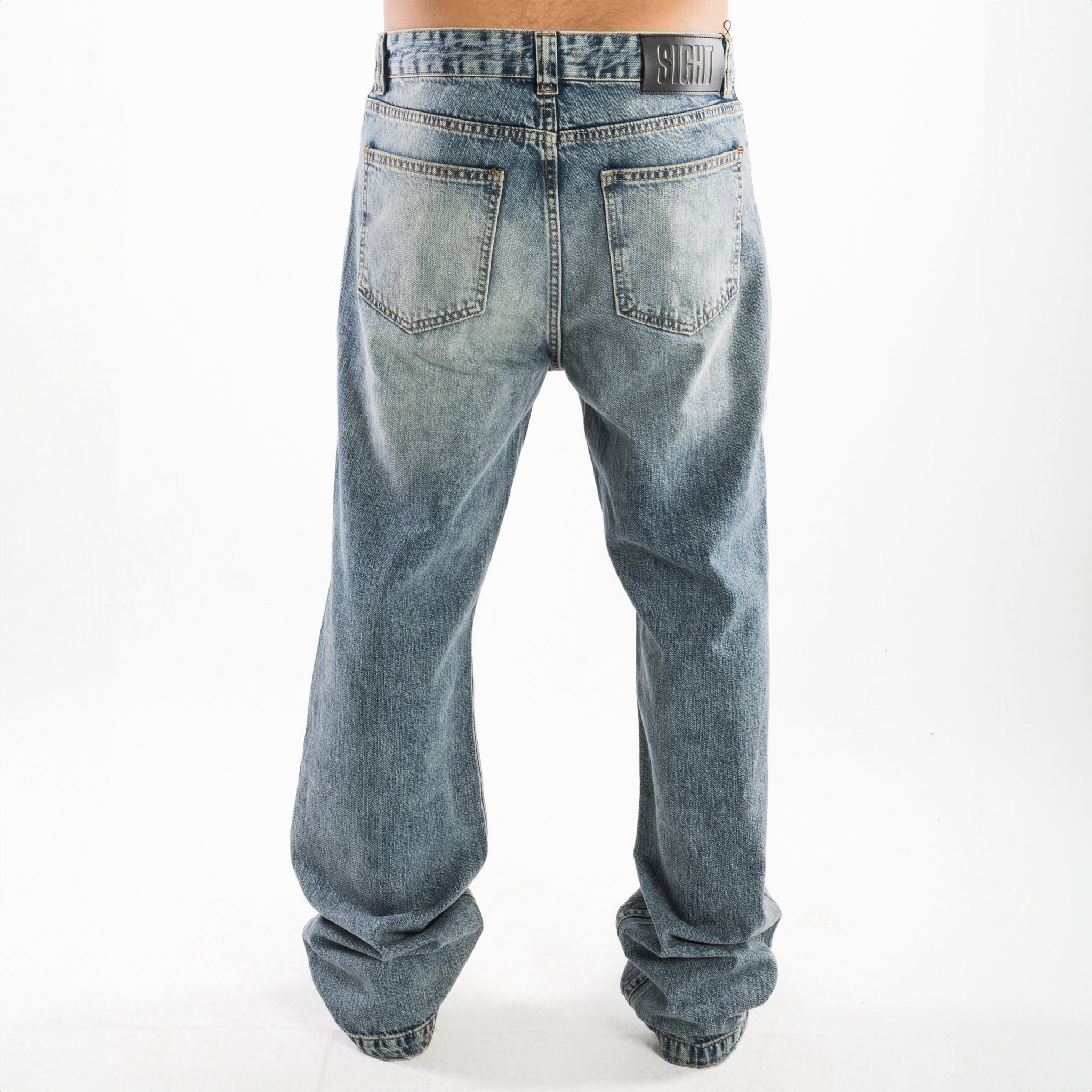 Straight "Light Blue Distressed" Men Jeans